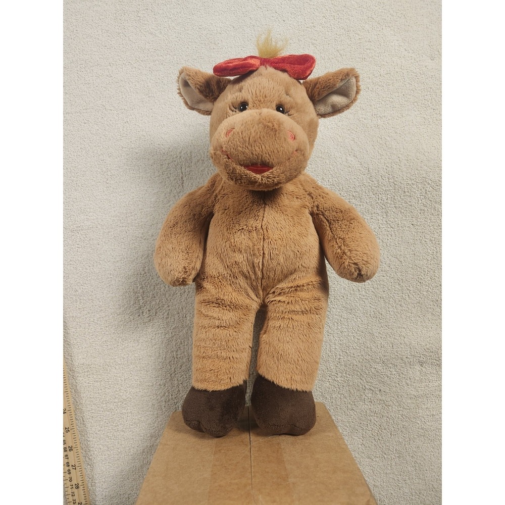 Build A Bear Holly Moose Plush with Red Bow 16" Christmas Stuffed Animal BABW